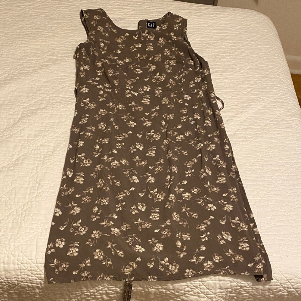 GAP Olive Brown Floral Midi Dress